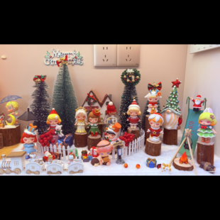 饰场景收纳雪景 玄关布置展示柜摆件道具盲盒造景泡泡玛特圣诞节装