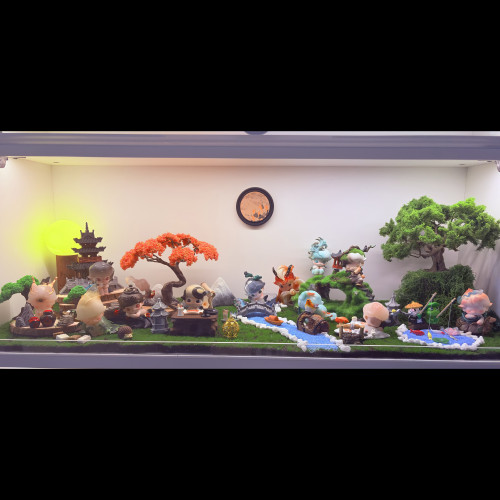 玄关展示柜盲盒微缩造景配件diy泡泡玛特dimoo一盏风月古风场景1