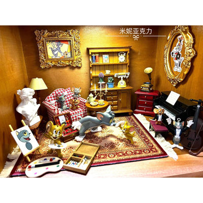 TOM and JERRY 猫和老鼠汤姆杰瑞场景布置造景盲盒微缩迷你配件