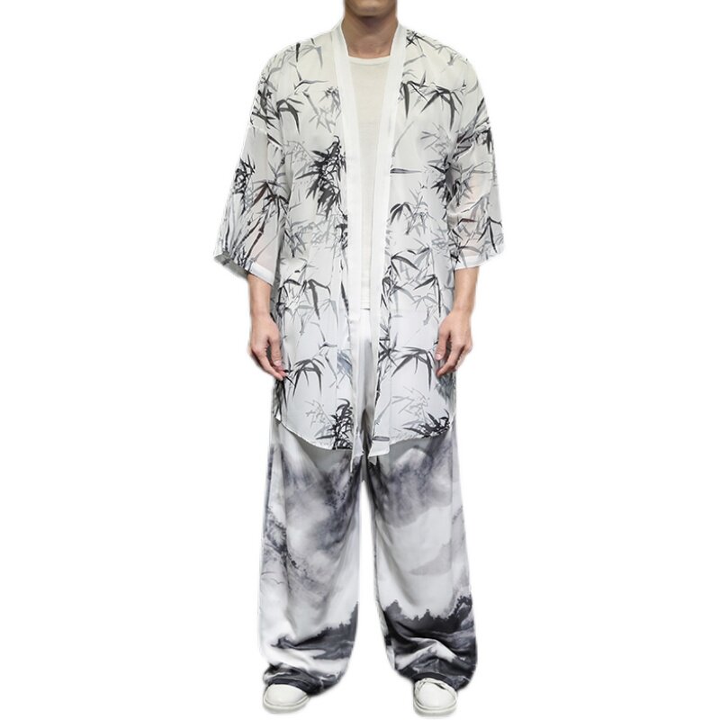 中国风夏季冰丝中长款防晒衣套装男QT4003-TZ68p120,男装休闲套装,星座815（原A203）