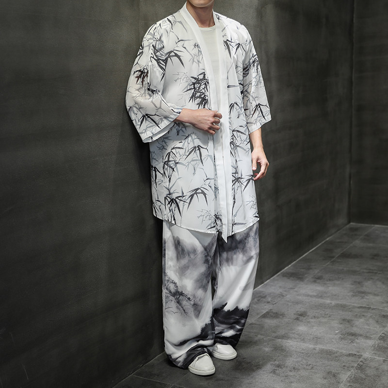 中国风夏季冰丝中长款防晒衣套装男QT4003-TZ68p120,男装休闲套装,星座815（原A203）