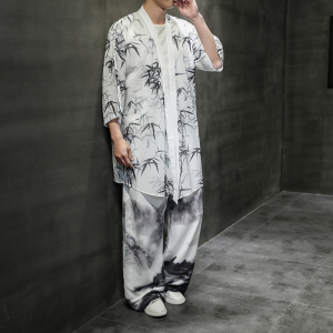 中国风夏季冰丝中长款防晒衣套装男 QT4003-TZ68p120图片