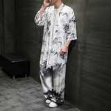 中国风夏季冰丝中长款防晒衣套装男QT4003-TZ68p120，男装休闲套装，星座815（原A203）