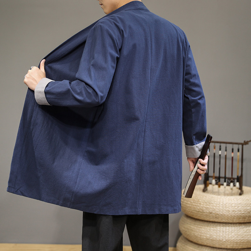 中国风秋季男士中长款休闲宽松外套男QT4003-NB25P80,男装风衣,星座815（原A203）