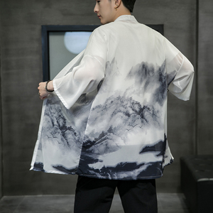 2021中国风印花五分袖开衫汉服防晒衣QT4003-2103-P40 黑洞图片