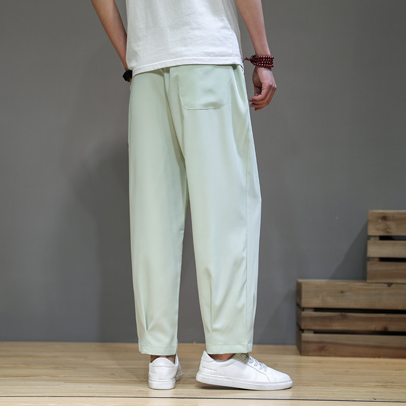 2021夏季中国风冰丝宽松休闲裤男灰墙QT4003-NB18p50,男装休闲裤,星座815（原A203）