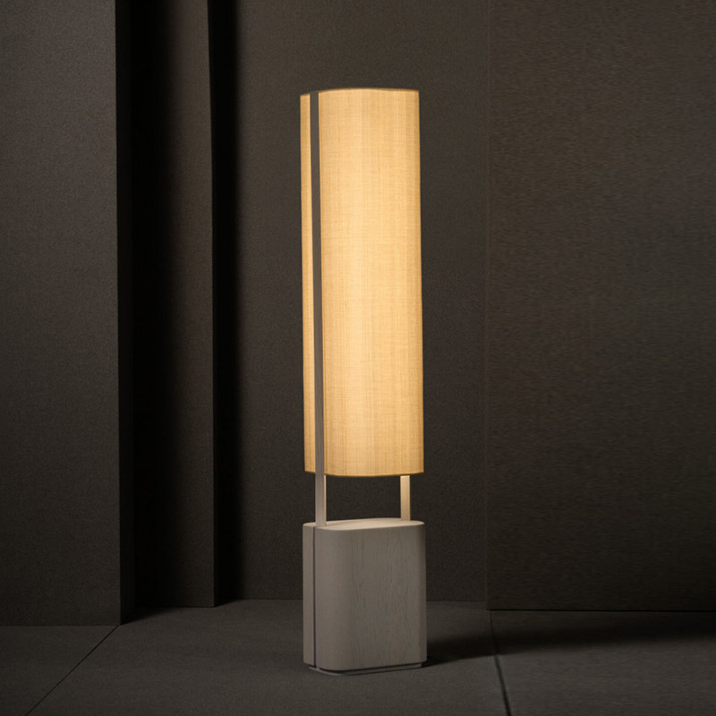 侘寂风日式木纹落地灯禅意现代简约卧室客厅布艺新中式复古中山灯