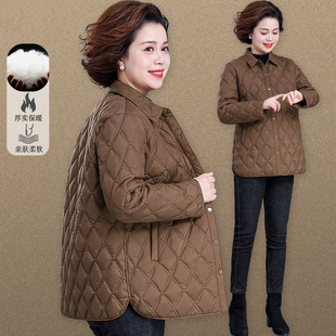 中老年妈妈冬季轻薄羽绒棉服保暖棉衣夹棉外套女秋冬老人奶奶棉袄