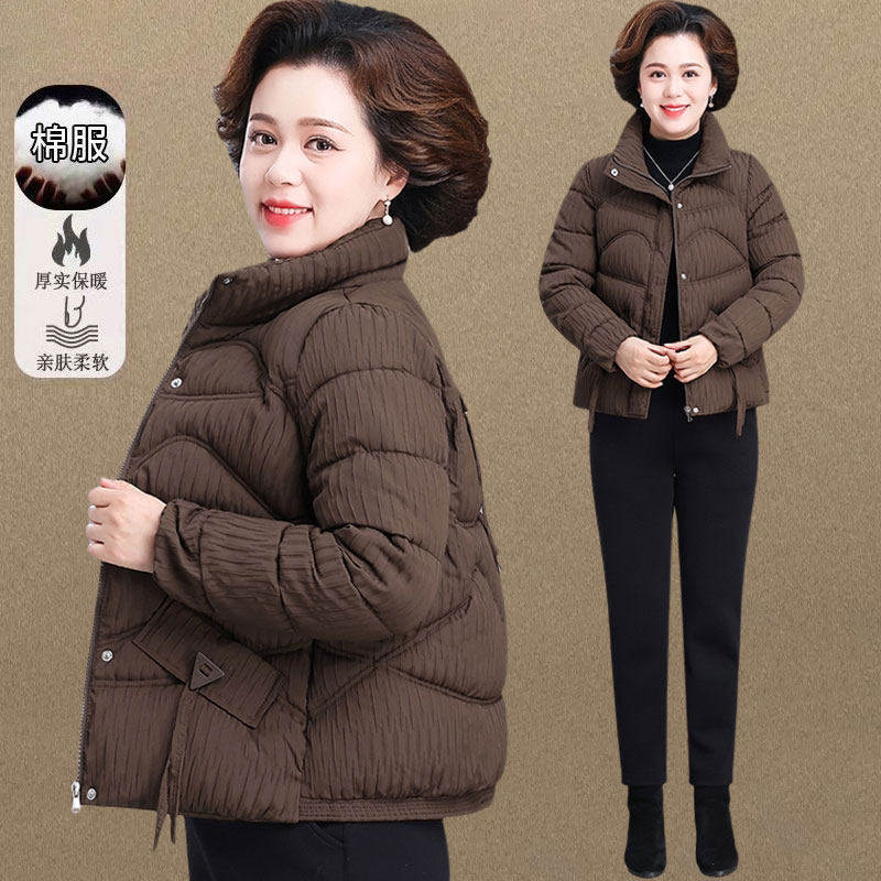 中老年女装冬季短款羽绒棉服加厚保暖妈妈装洋气棉衣大码运动外套