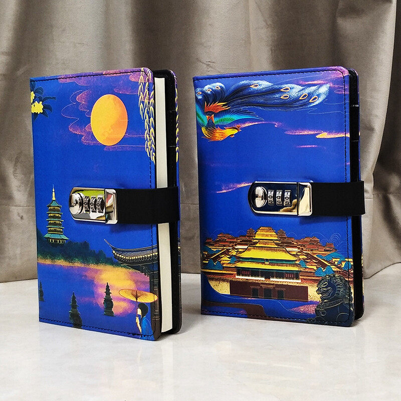 密码本笔记本子带锁日记本唯美