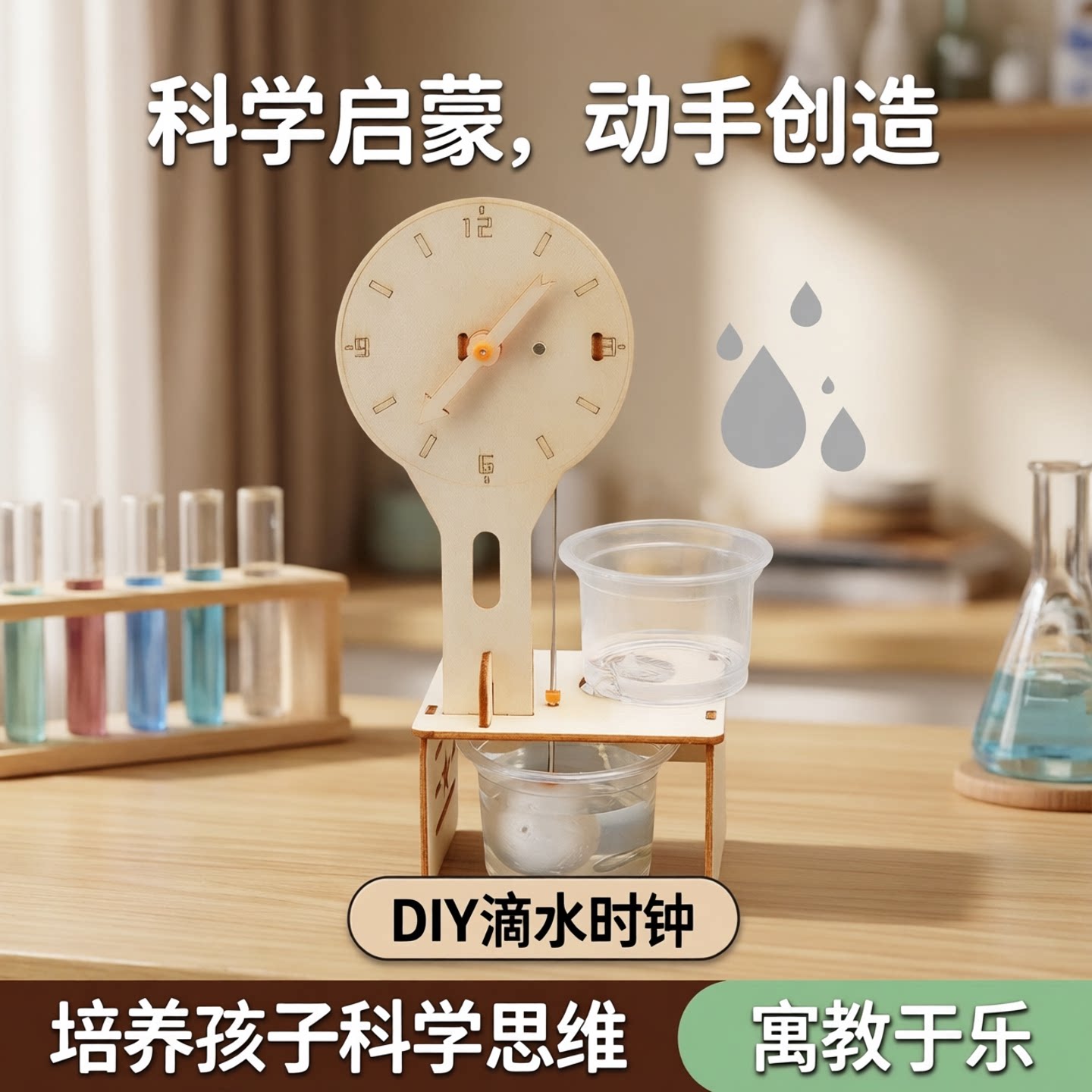 科技小制作diy滴水时钟手工材料儿童科学实验小学生趣味科教器材