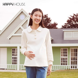 洋气上衣小翻领孕妇装 外出时尚 秋冬加绒宽松长袖 快乐屋孕妇针织衫