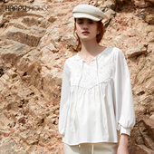 春装 快乐屋刺绣孕妇上衣春夏衬衫 潮妈衬衣孕妇娃娃衫 时尚 2026新款