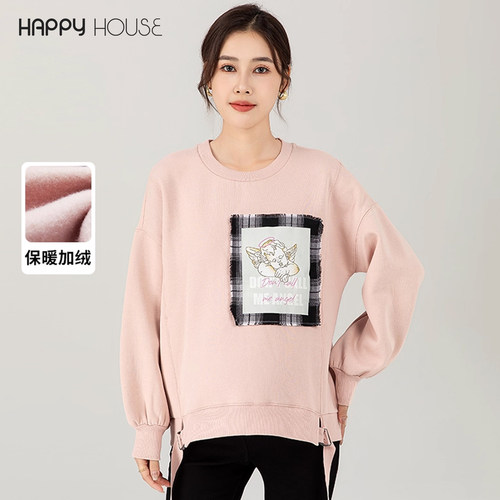 孕妇卫衣加绒2024新款时尚上衣冬装