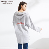 2026新款 时尚 春季 宽松韩版 睫毛边上衣 孕妇装 快乐屋孕妇卫衣中长款