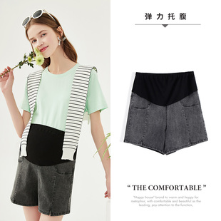 孕妇裤 快乐屋孕妇牛仔短裤 开衩弹力宽松大码 薄款 外穿 2026年夏季