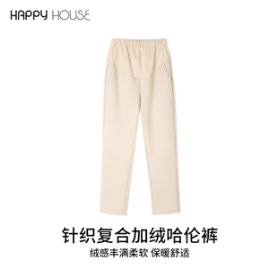 冬季 加绒九分裤 外穿2025新款 显瘦老爹裤 冬 加绒糯米裤 快乐屋孕妇裤