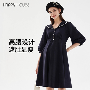 快乐屋连衣裙针织小个子显瘦可哺乳法式时尚孕妇装气质孕妇裙春款