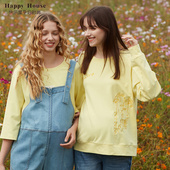 款 孕妇上衣趣味时尚 绣花t恤潮 春款 快乐屋孕妇针织卫衣2026孕妇装