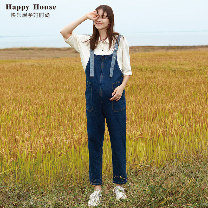 快乐屋孕妇背带裤2026新孕妇装春款孕妇牛仔裤显瘦外穿孕妇裤子潮