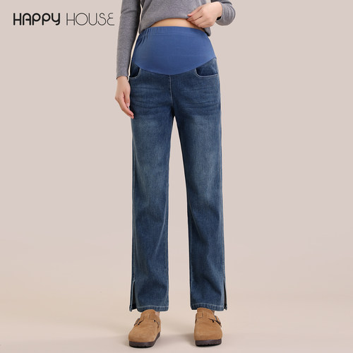 孕妇裤子春秋款2024新款直筒裤时尚显瘦牛仔