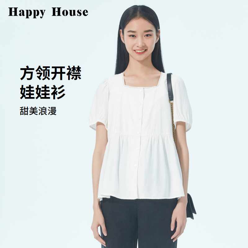 快樂屋方領孕婦上衣夏季新款短袖