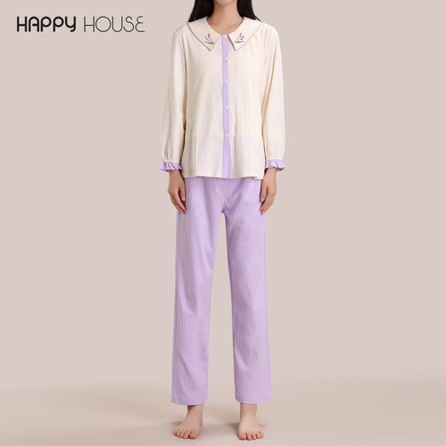 抽条针织撞色可哺乳家居服套装