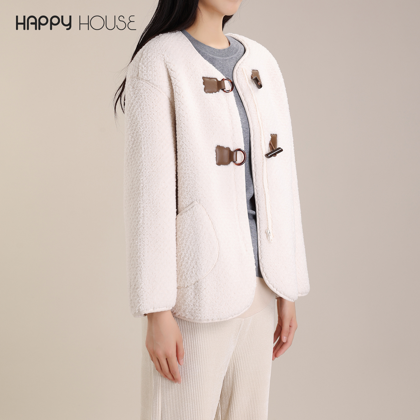 小香风孕妇外套冬装2024新款时尚麂皮毛绒上