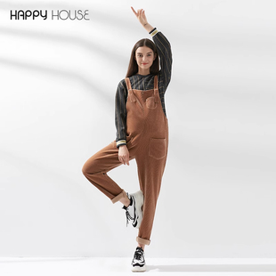 孕妇装 快乐屋孕妇背带裤 秋冬款 子外穿长裤 加厚加绒灯芯绒孕妇裤