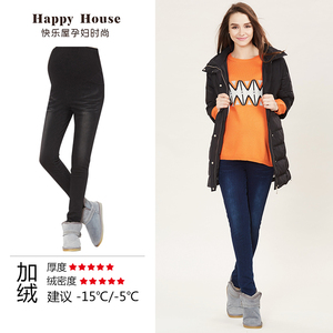 快乐屋冬季孕妇裤孕妇加绒加厚托腹裤孕妇牛仔铅笔裤子东北直供