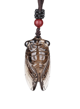 天然茶水晶蝉吊坠知了玉蝉