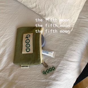 thefifthmoon可爱GOOD灯芯绒彩色收纳包卡包证件包零钱包含挂件