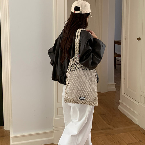 thefifthmoon背上一秒变韩 洋气时尚镂空编织包拍照好看单肩包