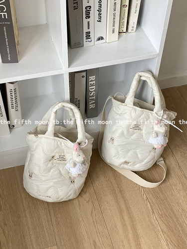 可爱小兔软萌刺绣手提袋
