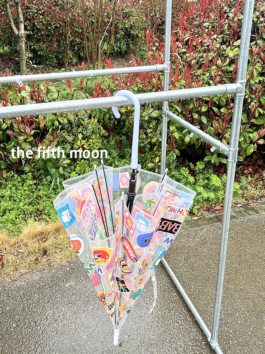 thefifthmoon和你约定在雨天 卡通搞怪印花图案透明雨伞长柄伞