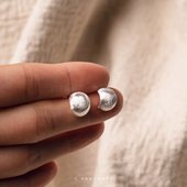 意大利拉丝工艺耳钉925纯银镀白金耳饰豆豆小巧通体版 HANDMADE