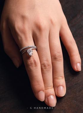 水滴梨形钻双层排戒欧美