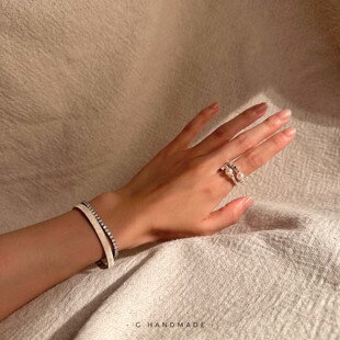关山月手作 布契拉提工艺拉丝925纯银素银手镯开口尺寸定制手环
