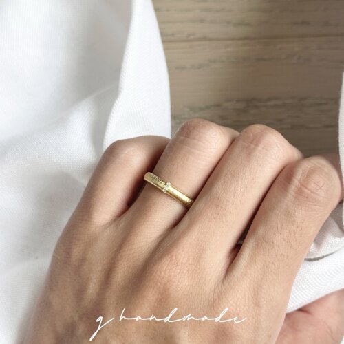 G HANDMADE 925纯银戒指意大利中古拉丝女复古叠戴对戒素圈