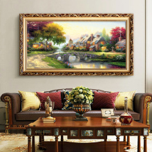 客厅装 聚宝盆山水画田园风景挂画欧式 饰画沙发背景墙油画招财壁画