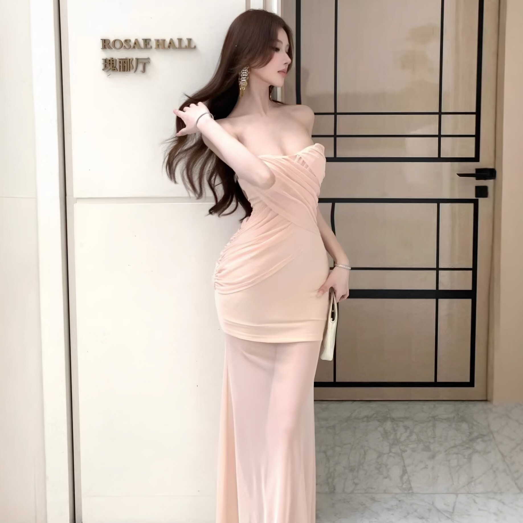 夏季网纱高腰抹胸连衣裙女夏收腰
