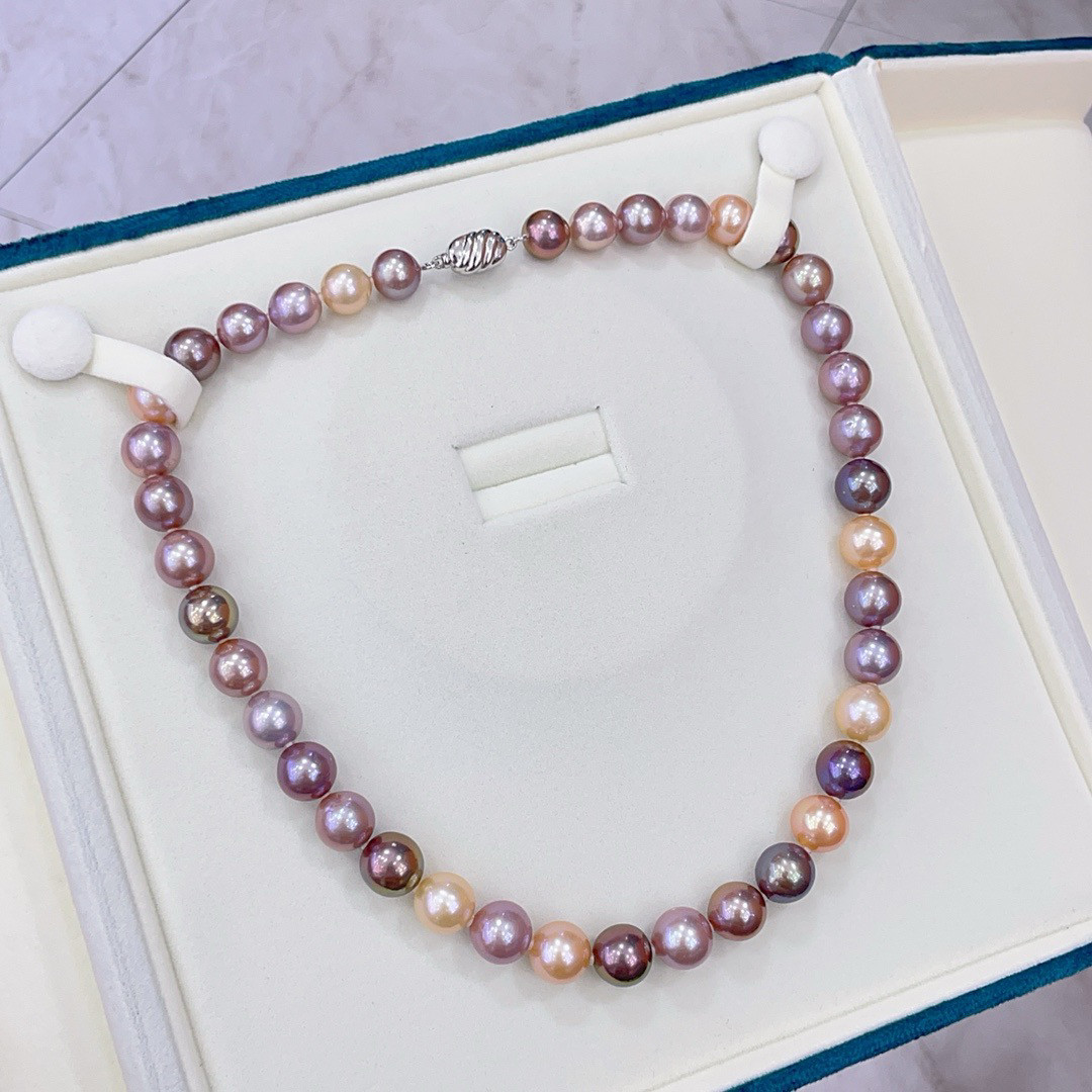 天然爱迪生混彩糖果妖紫珍珠项链10～14mm超大尺寸妈妈项链送女友
