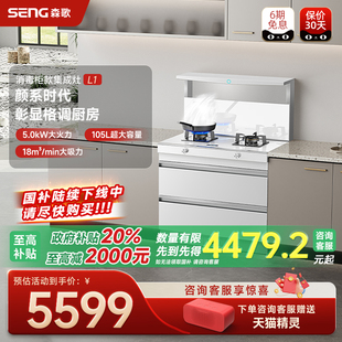森歌 Seng L1海豚消毒柜集成灶家用一体灶白色抽油烟机一体柜