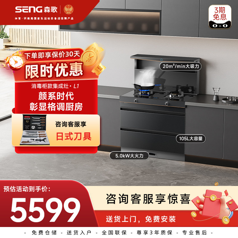 森歌集成灶L1灰色消毒柜
