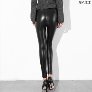 高腰显瘦紧身外穿加绒加厚秋冬性感打底裤 亚光无痕皮裤 女2025新款