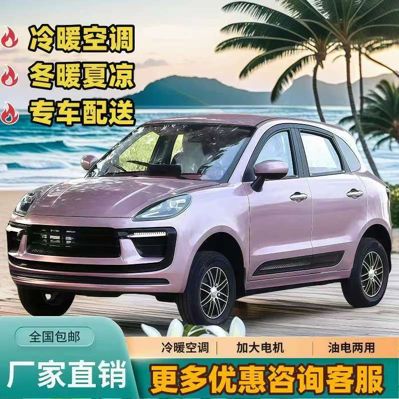 新款新能源全封闭电动成人四轮车油电两用家用接送代步车孩子女士