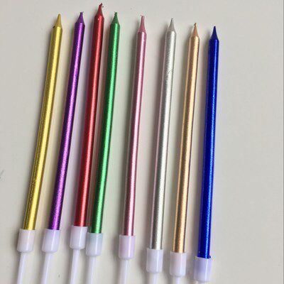 创意铅笔蜡烛生日蛋糕装饰用品 创意浪漫无烟无泪电镀金生日蜡烛 - 封面