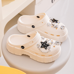 女沙滩 新款 夏季 包头女鞋 厚底EVA卡通百搭增高外穿防滑洞洞鞋