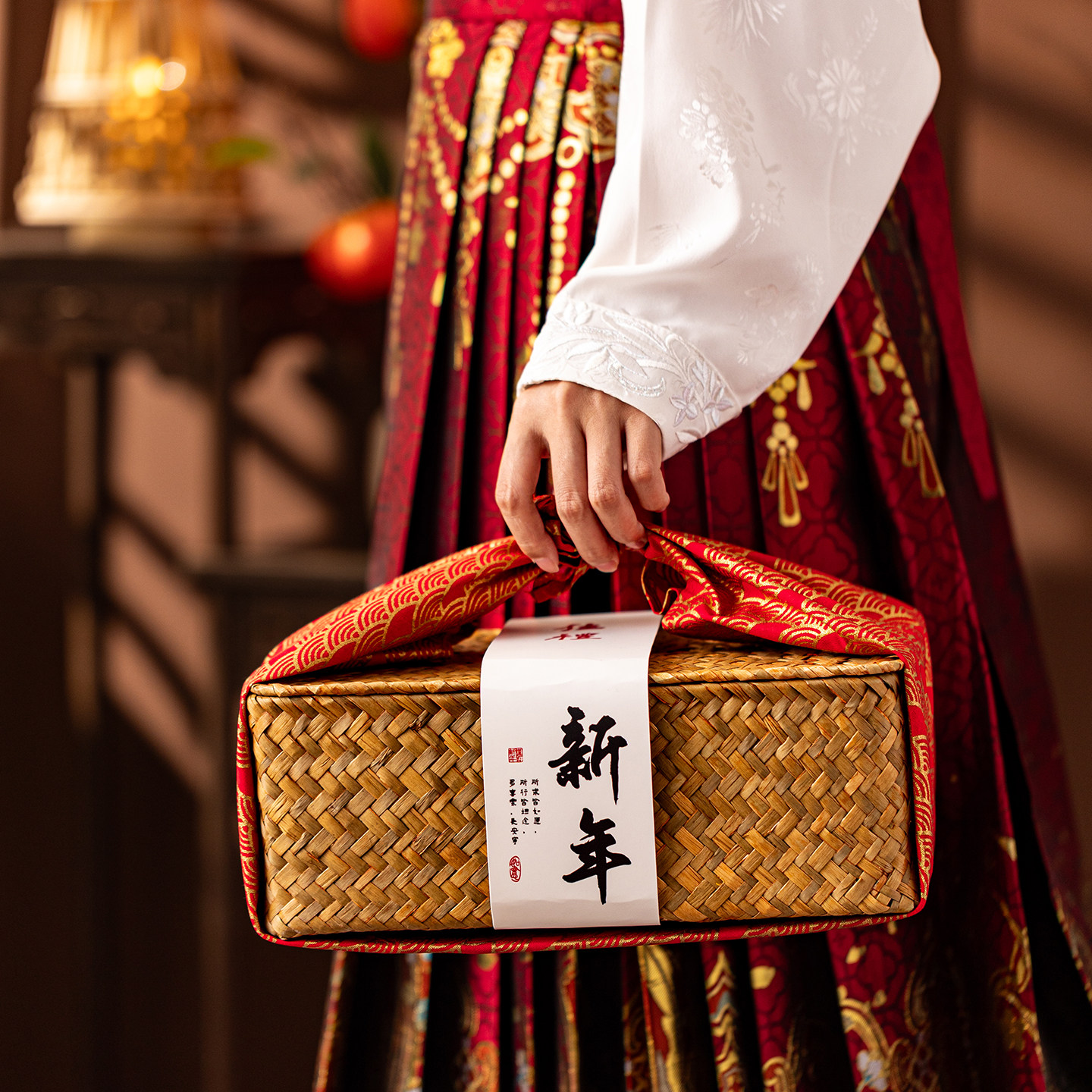 2026马年新年礼盒包装手提竹编篮