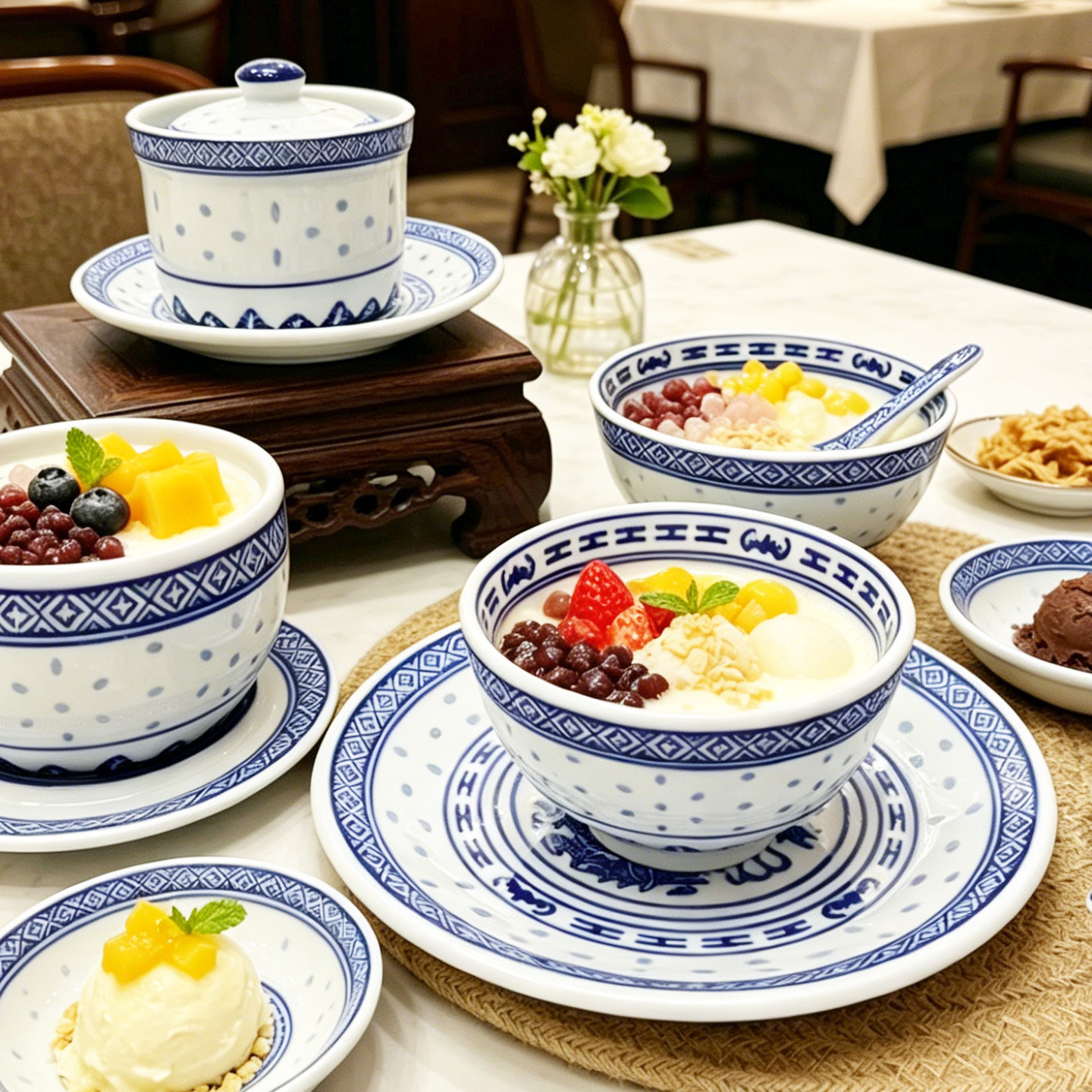 陶瓷甜品碗碟组合糖水碗双皮奶碗图片